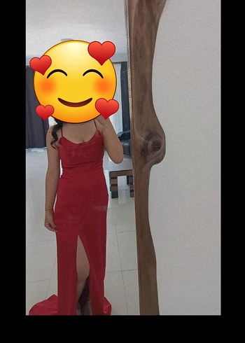 Kırmızı Uzun Straplez Kadın Elbise
