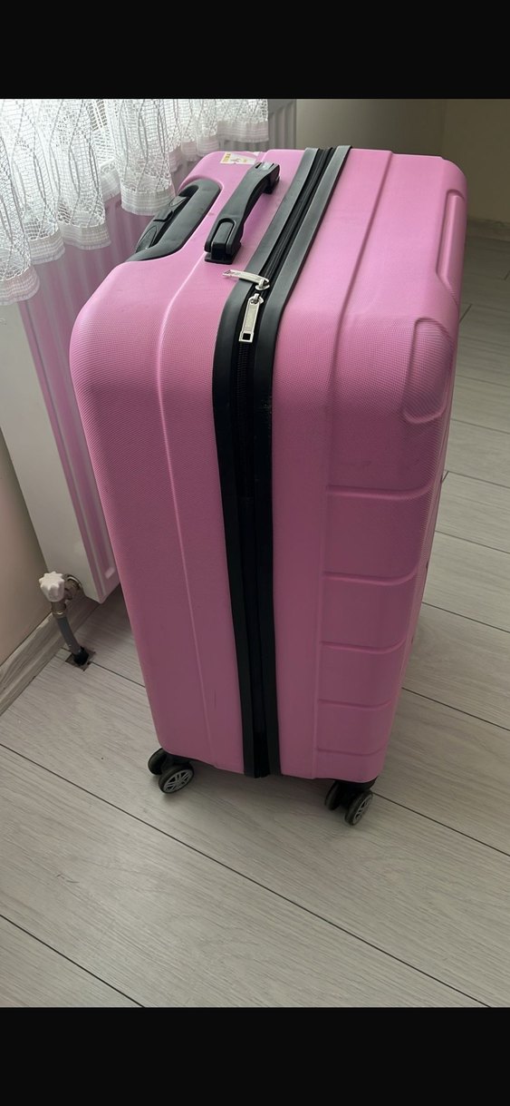 Pastel Pembe Fermuarlı  Valizi - Görsel 4