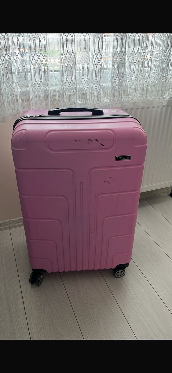 Pastel Pembe Fermuarlı  Valizi - Görsel 2