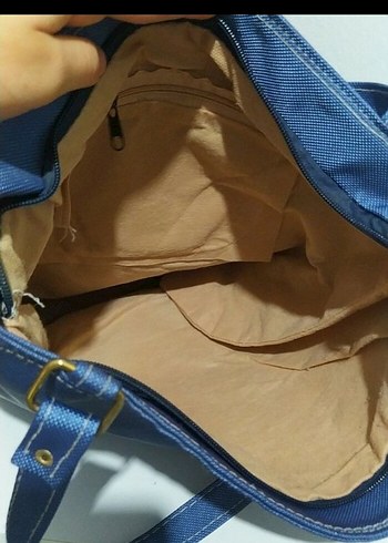 Diğer Mavi Kumaş Fermuarlı Kadın Çanta