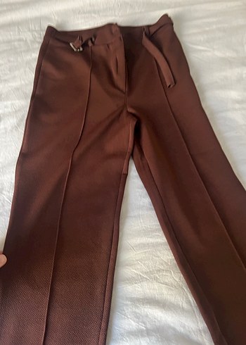 Düğmeli Kahverengi Kadın Kumaş Pantolon - Görsel 2