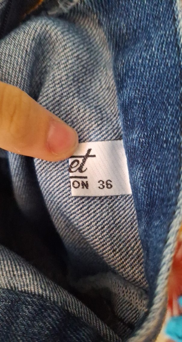 Nakışlı Fırfırlı Uzun Mavi Kadın Kot Etek - Görsel 3