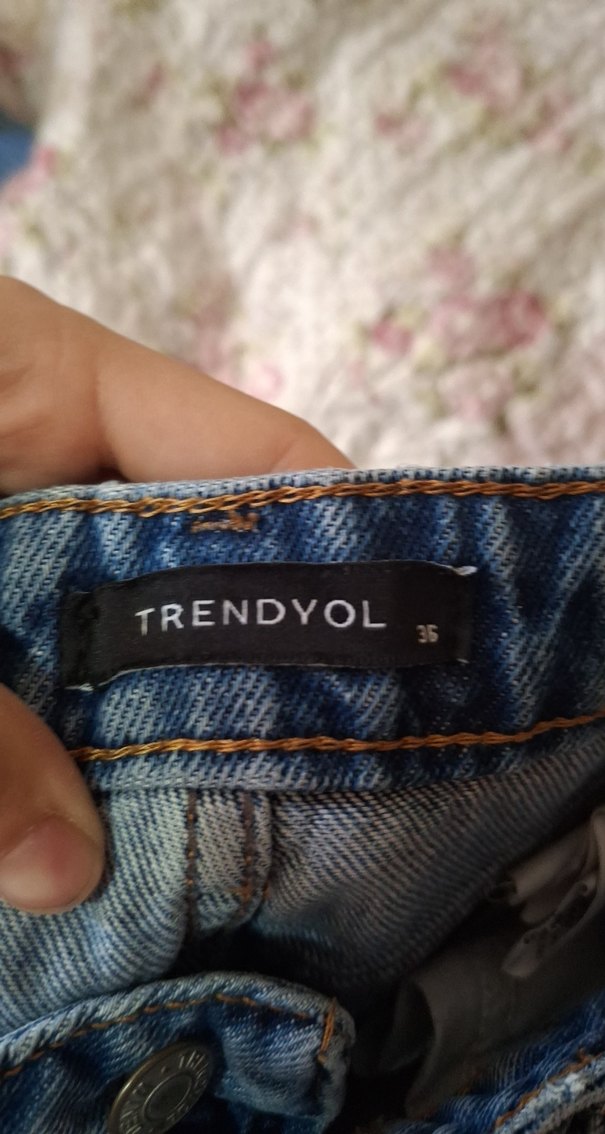 Düğmeli Mavi Midi Denim Kadın Pantolon - Görsel 3