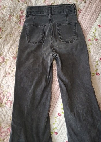 Gri Bohem Salaş Midi Denim Pantolon - Görsel 2