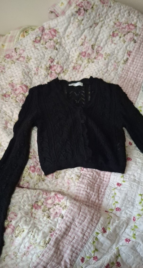 Kız Çocuk Siyah Dantelli Triko Bolero - Görsel 2