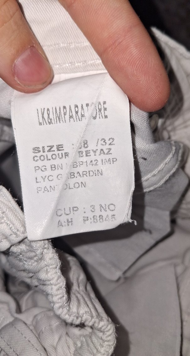 Kadın Beyaz Pamuklu Midi Kumaş Pantolon - Görsel 4