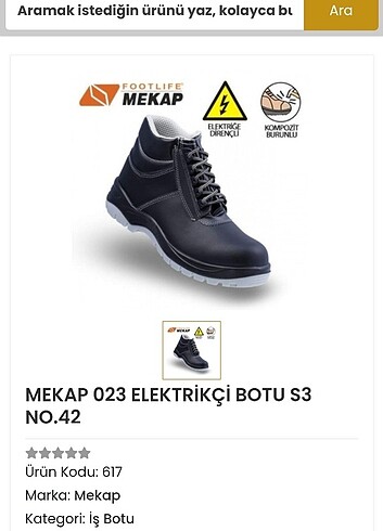 43 Beden siyah Renk Elektrikçi botu