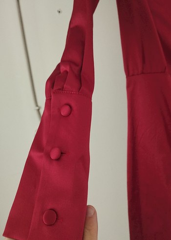 Trendyol & Milla Bordo Düğmeli Midi Kadın Elbise