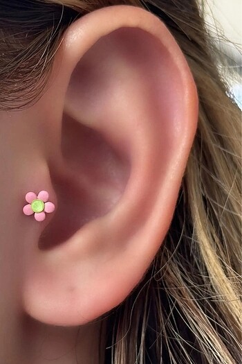 Pembe Çiçek Piercing Helix/Tragus/piercing
