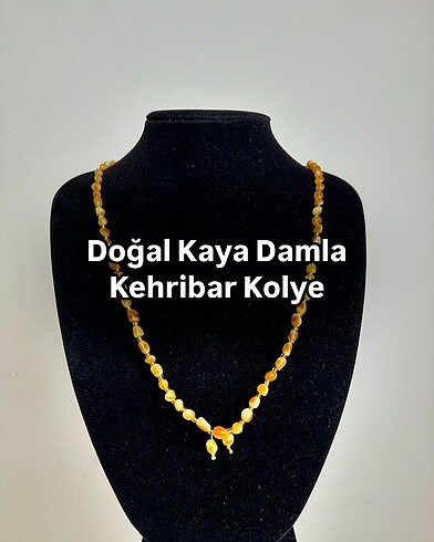 Doğal Kaya Damla Kehribar Kolye
