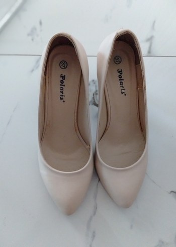 Bej Stiletto Topuklu Kadın Ayakkabı