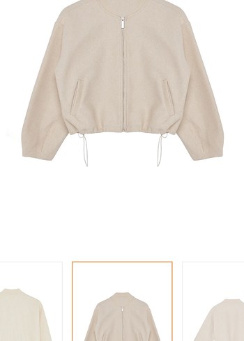 Bej Kadın Midi Boy Rahat Kesim Mont - Görsel 3