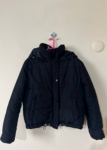 Siyah Düğmeli Kadın Kışlık Mont - Görsel 4