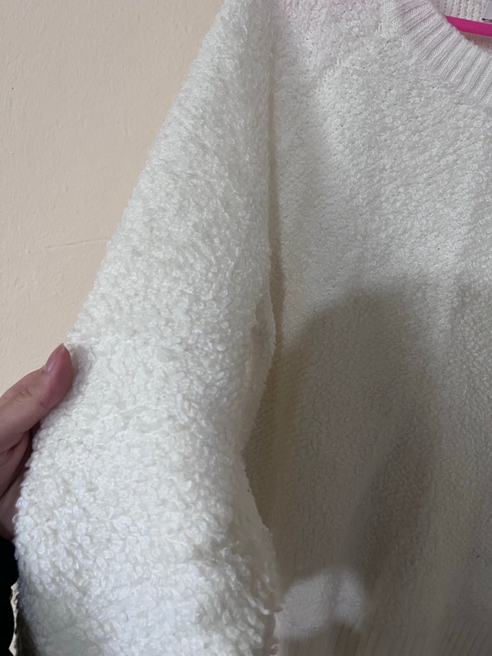 Beyaz Örme Kadın Uzun Kollu Kazak - Görsel 2