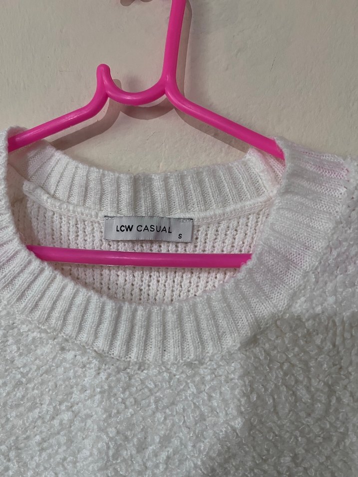 Beyaz Örme Kadın Uzun Kollu Kazak - Görsel 3