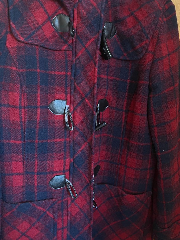 Kapüşonlu Ekose Desenli Kaban - Görsel 3