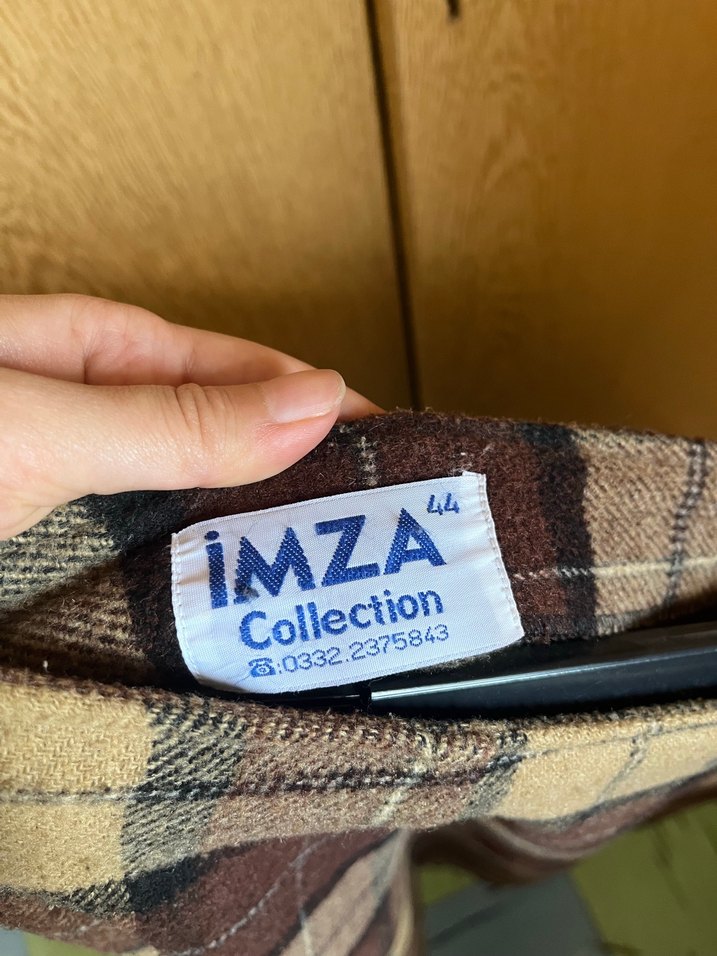 Kahverengi Ekose Midi Yün Etek - Görsel 2