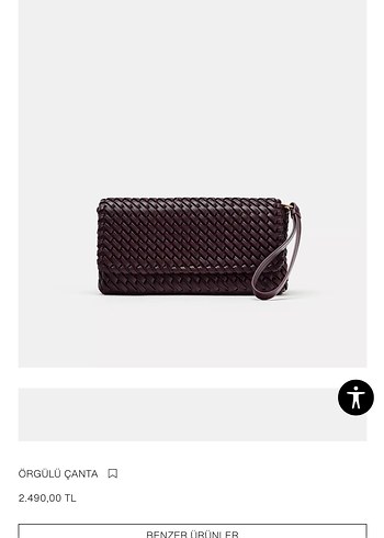 Kadın Örgülü Kahverengi Deri Clutch Çanta - Görsel 2