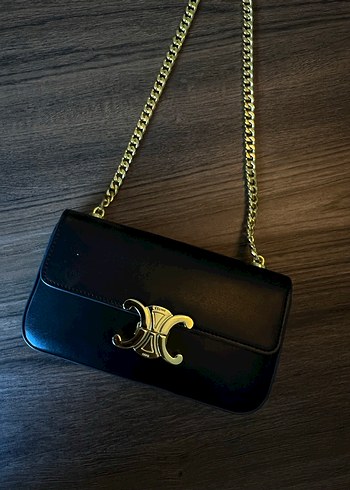 Celine Triomphe Zincir Detaylı Altın Kadın Çanta - Görsel 3