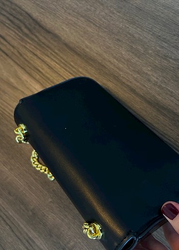 Celine Triomphe Zincir Detaylı Altın Kadın Çanta - Görsel 6