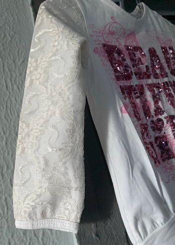 Kız Çocuk Pullu Baskılı Uzun Kollu Tişört - Görsel 2