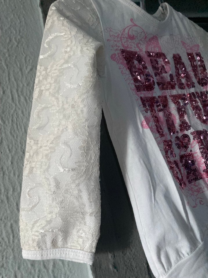 Kız Çocuk Pullu Baskılı Uzun Kollu Tişört - Görsel 2