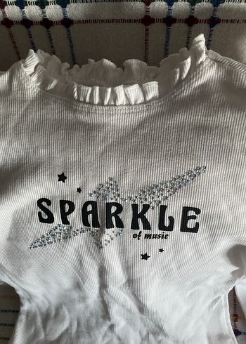 Kız Çocuk Beyaz Uzun Kollu Payetli Tişört - Görsel 2