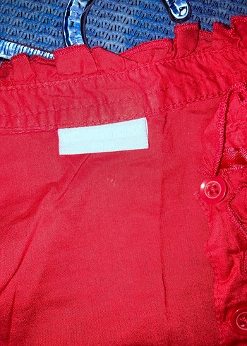 Kırmızı Fırfırlı Uzun Kollu kız çocuk gömlek - Görsel 5