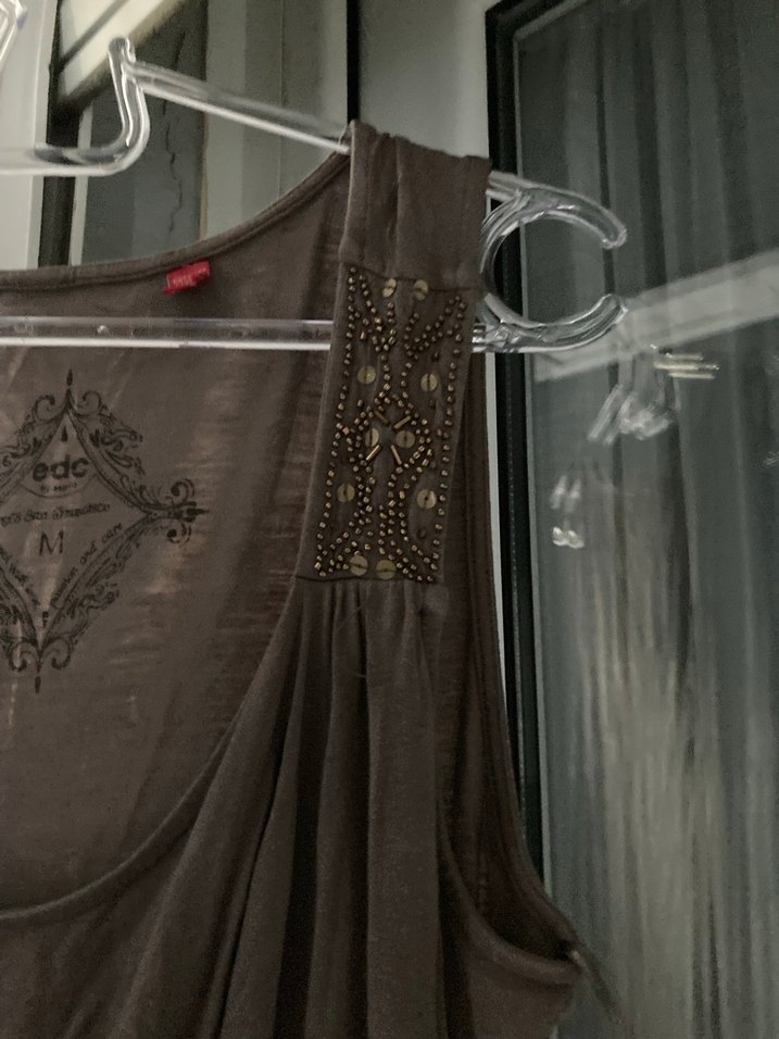 Kahverengi şal yaka boncuklu tunik 43/98 ölçüsü - Görsel 2