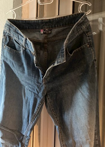 Erkek Mavi Midi Denim Bol Kesim Kot Pantolon 32 beden - Görsel 2