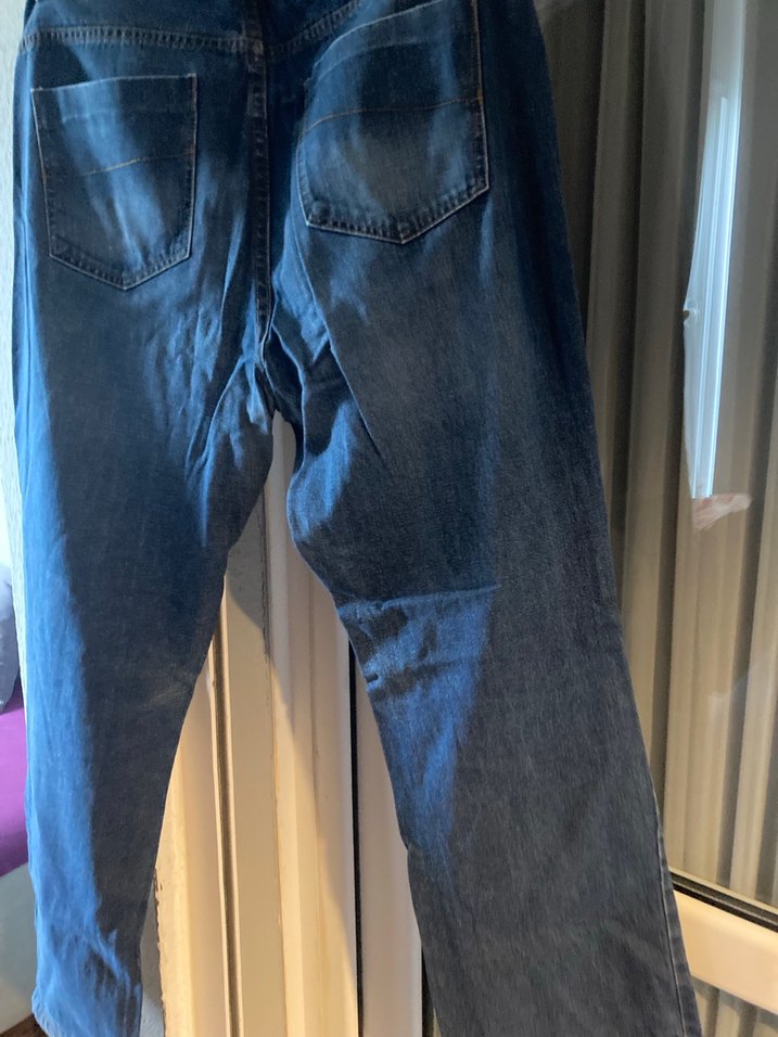 Erkek Mavi Midi Denim Bol Kesim Kot Pantolon 32 beden - Görsel 4