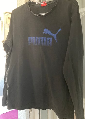 Erkek Siyah Uzun Kollu Puma Tişört