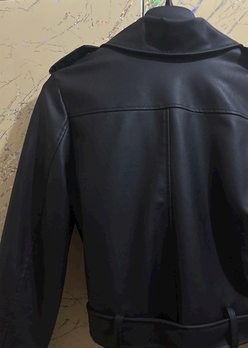 s Beden siyah Renk Siyah Parlak Deri Kadın Biker Ceket