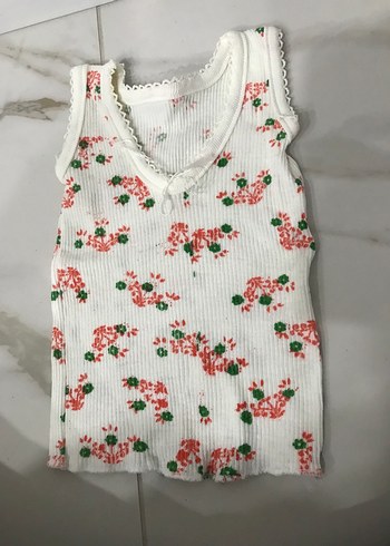 Kız Çocuk Çiçekli V Yaka Dantelli Triko Atlet - Görsel 3