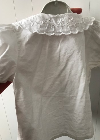 Nakışlı Vintage Kızlar Beyaz Kısa Kollu Gömlek şort takım - Görsel 7