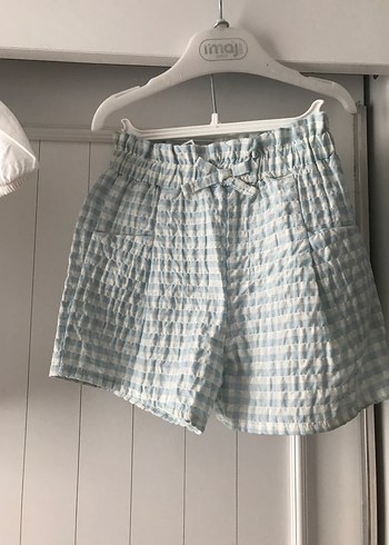 Nakışlı Vintage Kızlar Beyaz Kısa Kollu Gömlek şort takım - Görsel 9