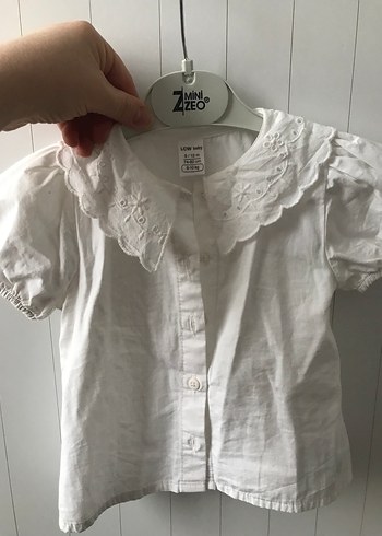 Nakışlı Vintage Kızlar Beyaz Kısa Kollu Gömlek şort takım - Görsel 6