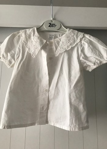 Nakışlı Vintage Kızlar Beyaz Kısa Kollu Gömlek şort takım - Görsel 10