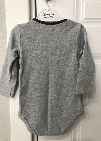 H&M marka Uzun Kollu Gri Bebek Body - Görsel 3