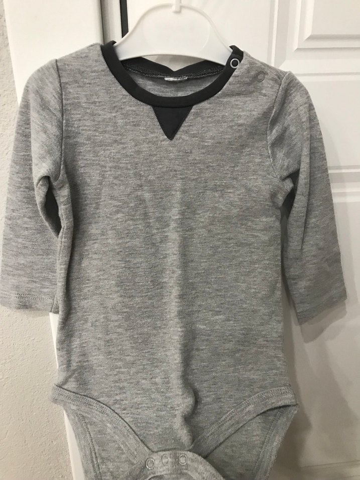 H&M marka Uzun Kollu Gri Bebek Body - Görsel 5