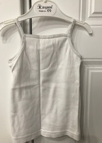 Kız Çocuk Beyaz İnce Askılı Atlet %100 pamuk - Görsel 3