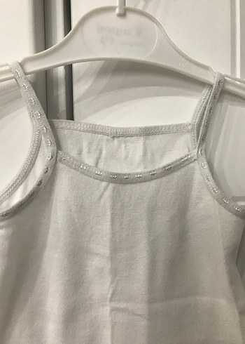 Kız Çocuk Beyaz İnce Askılı Atlet %100 pamuk - Görsel 2