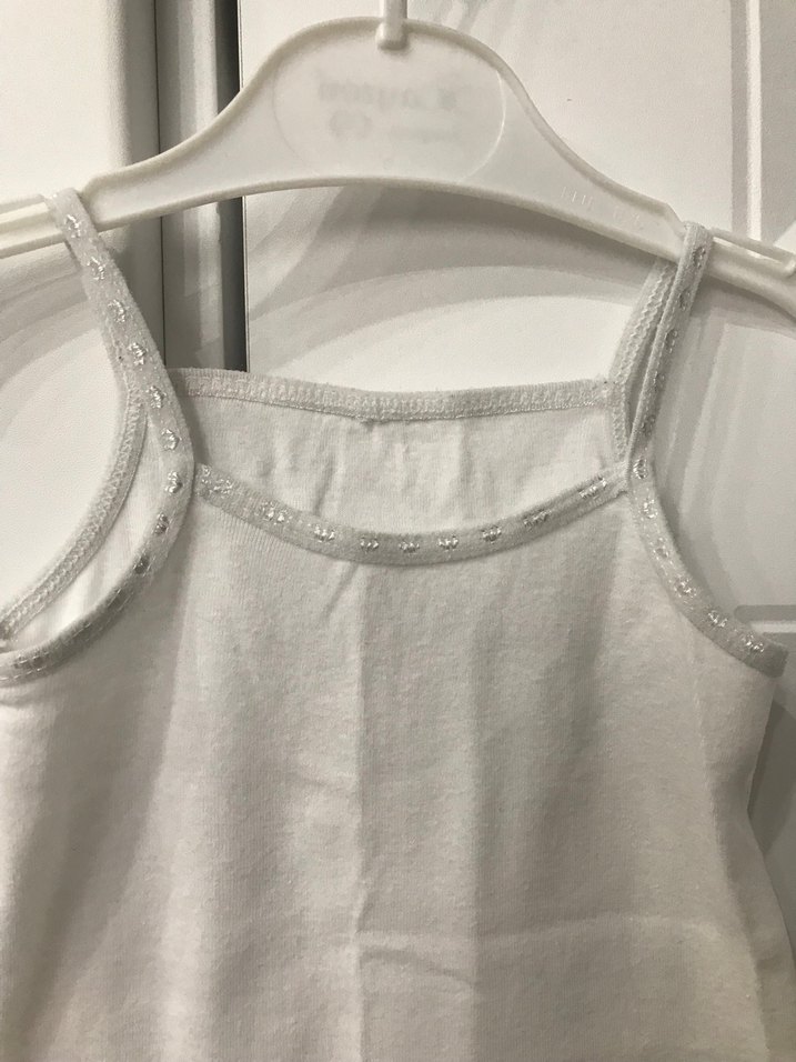 Kız Çocuk Beyaz İnce Askılı Atlet %100 pamuk - Görsel 2