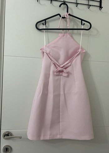 Koton Pembe Mini Halter Yaka İnce Askılı Elbise