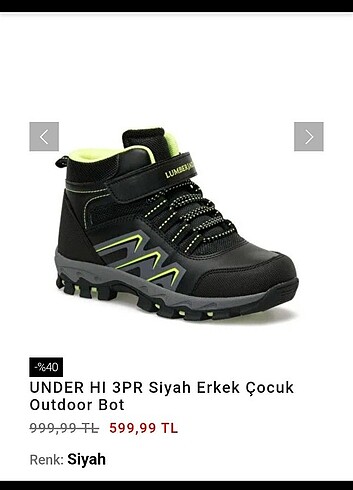 34 Beden Under hı 3pr erkek çocuk siyah bot