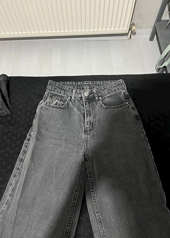 Kadın Sihah Gri Midi Denim Kot Pantolon - Görsel 2