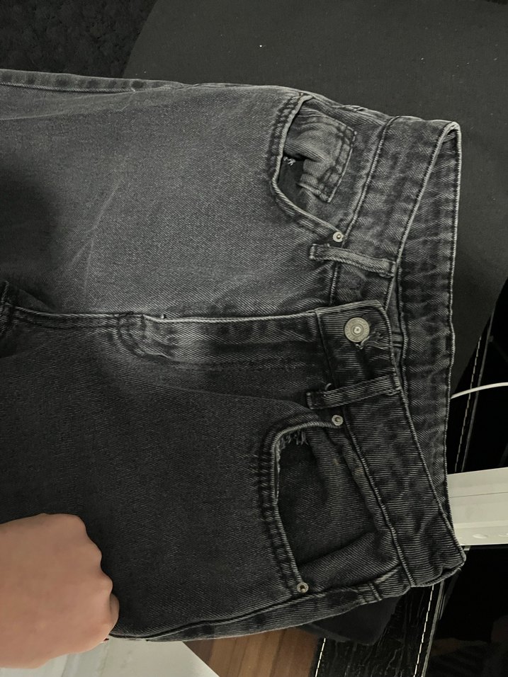 Kadın Sihah Gri Midi Denim Kot Pantolon - Görsel 3