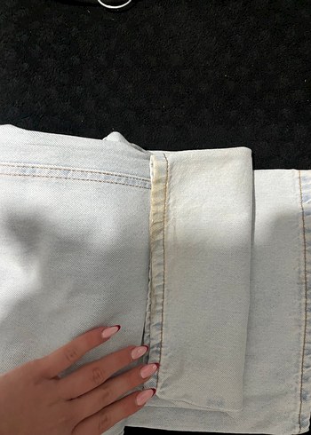 Mavi Beyaz Kadın Salaş Midi Denim Pantolon - Görsel 3