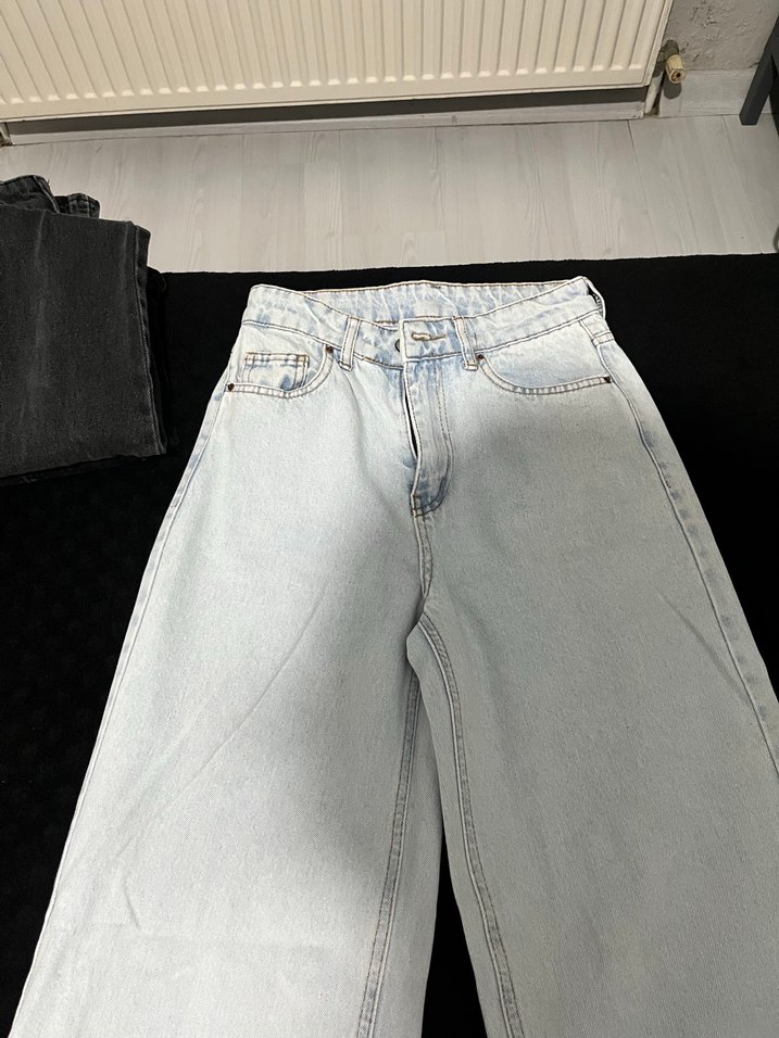 Mavi Beyaz Kadın Salaş Midi Denim Pantolon - Görsel 2