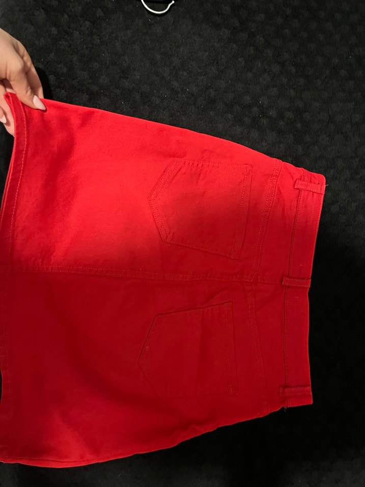 Kırmızı Midi Kadın Mini Etek - Görsel 2